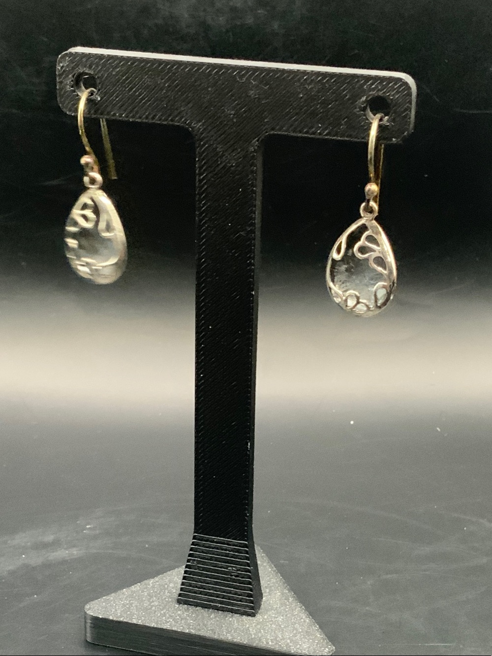 Gold-Accent Clear Teardrop Dangle Earrings